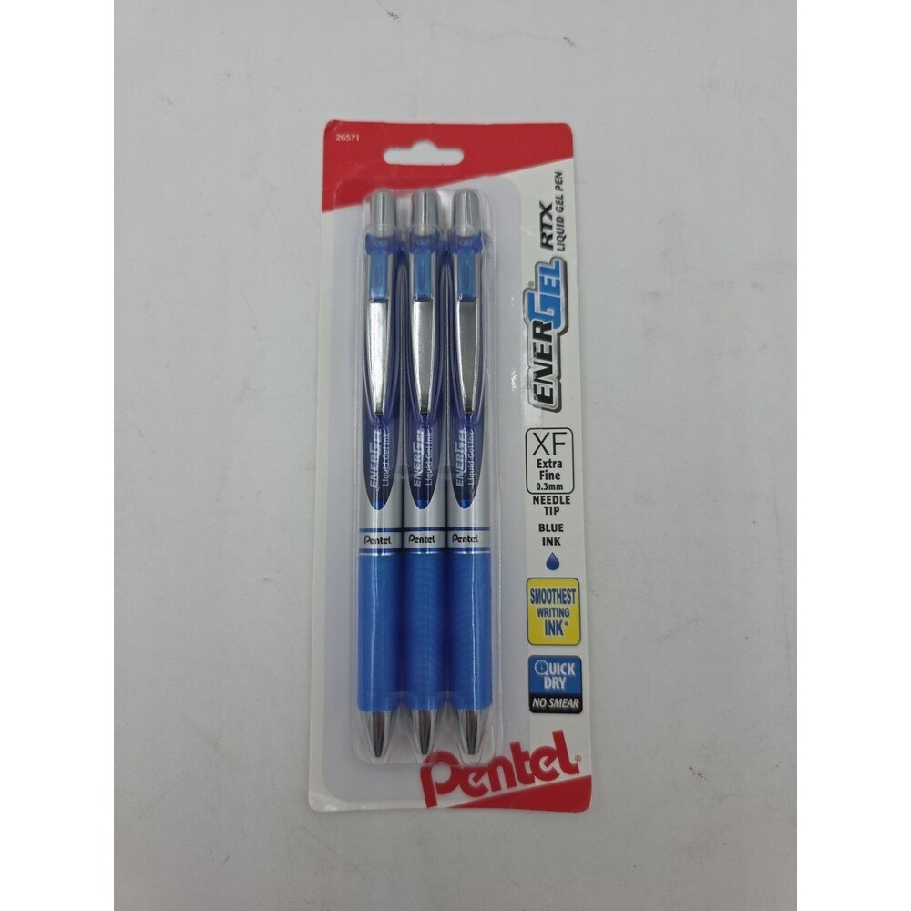 3 Pentel EnerGel Deluxe RTX Retractable Liquid Gel Pen Blue  Ink FINE 0.3mm